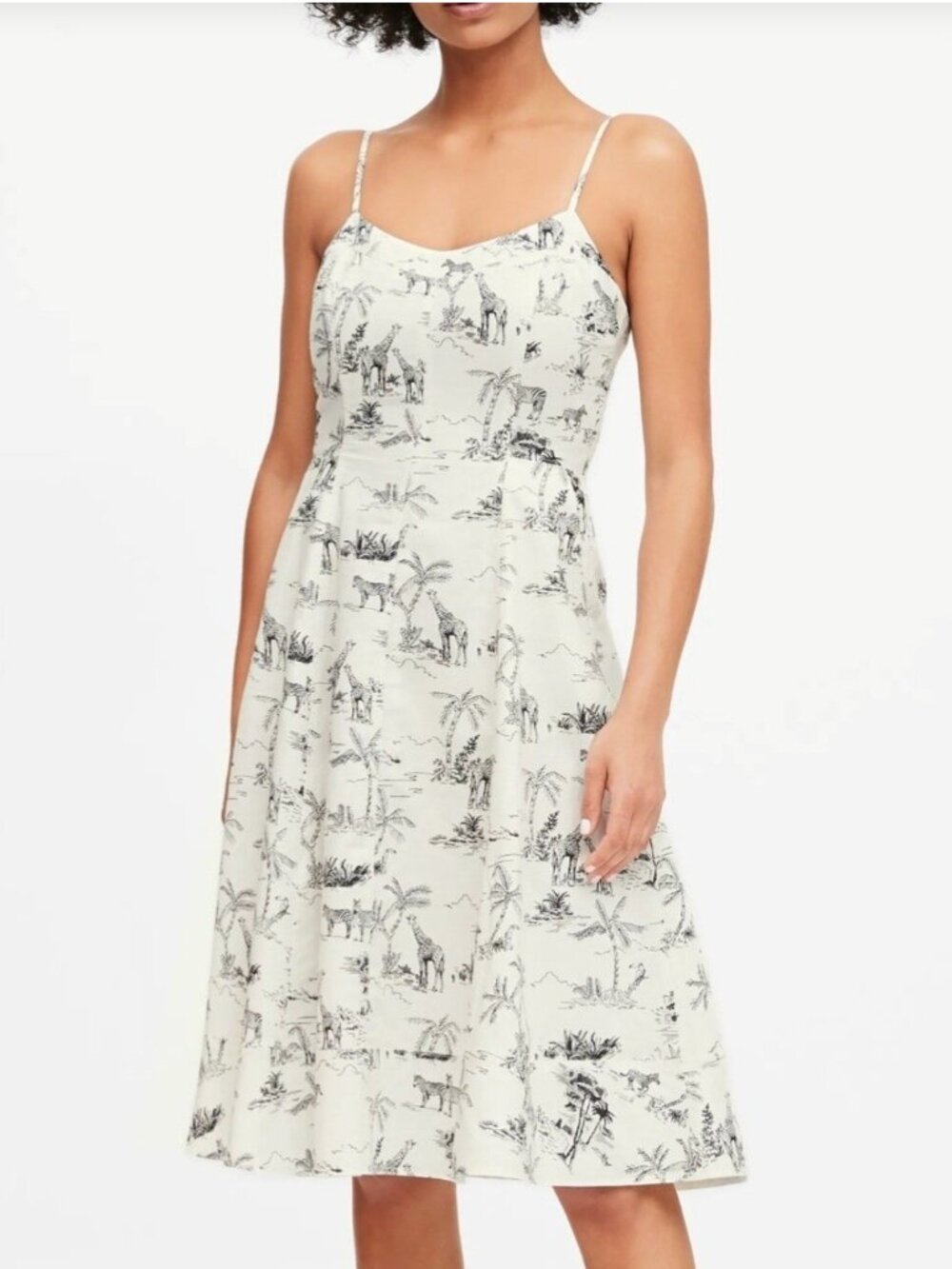 NWOT Banana Republic Linen-blend Safari Print Fit and Flare Dress (0)